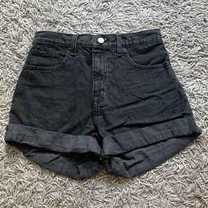 Black jean shorts from Urban Outfitters. Size 26 and are mom hi rise shorts.